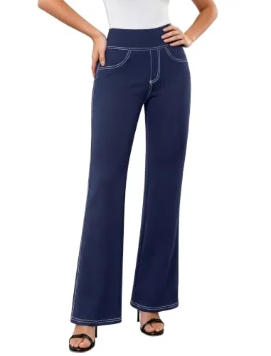 DLOODA Work Bootcut Pants with Pockets, Navy