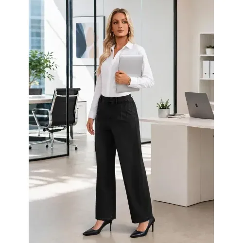 DLOODA High Waist Denim Wide Leg Jeans, Black, view 3