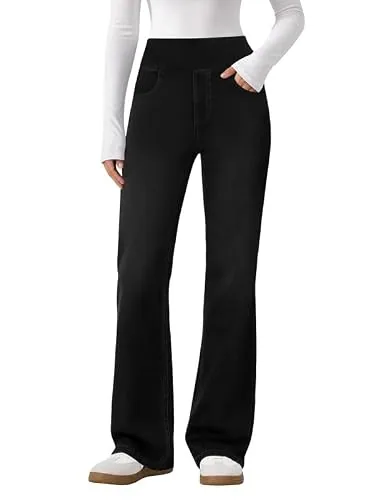 DLOODA High Waist Denim Flare Jeans, Black