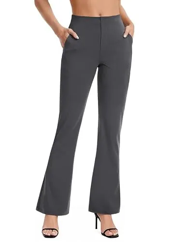 DLOODA High Waist Work Bootcut Pants with Pockets, Dark Grey