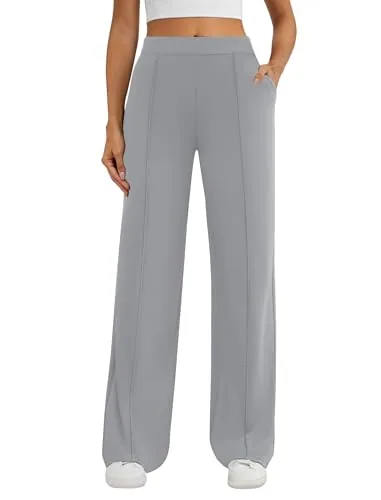 DLOODA Work Wide Leg Pants, Light Grey