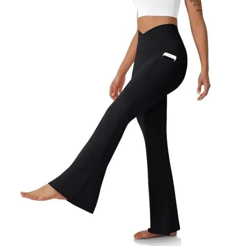 DLOODA Yoga Flare Leggings with Pockets, Tummy Control, view 2
