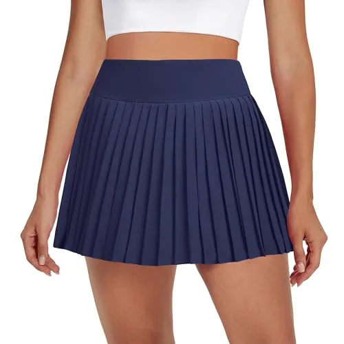 DLOODA High Waist Tennis Pleated Skort with Pockets, Navy