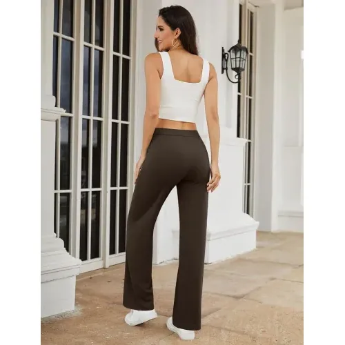 DLOODA Work Wide Leg Pants, Brown, view 3