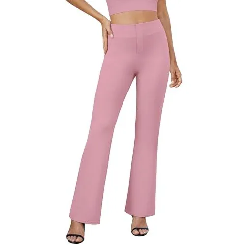 DLOODA Work Bootcut Pants with Pockets, Pink, view 2