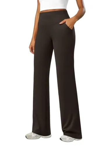DLOODA High Waist Yoga Wide Leg Pants, Brown