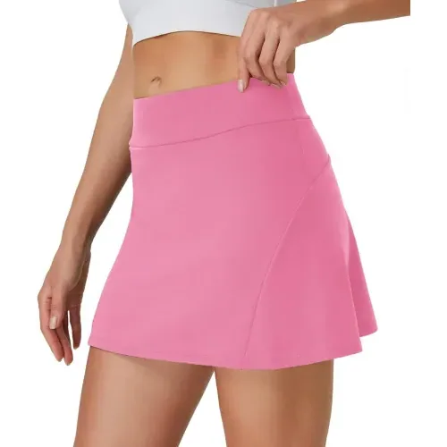 DLOODA High Waist Tennis Skort with Pockets, Hot Pink, view 2