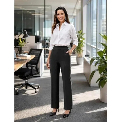 DLOODA Work Wide Leg Pants, Black, view 4