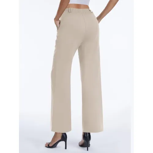 DLOODA High Waist Work Straight Leg Pants, Khaki, view 3