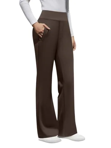 DLOODA High Waist Work Dress Pants, Brown