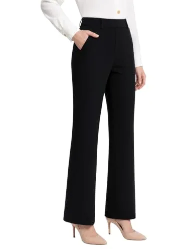 DLOODA High Waist Work Dress Pants with Pockets, Black