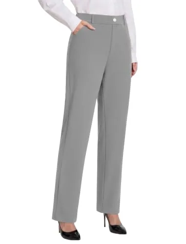 DLOODA High Waist Work Dress Pants, Light Grey