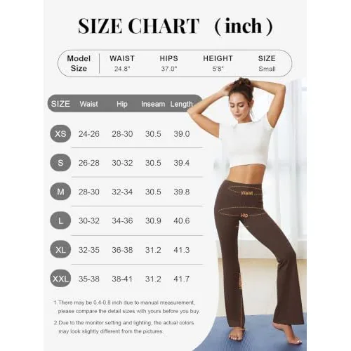 DLOODA High Waist Yoga Flare Leggings with Pockets, Brown, view 5