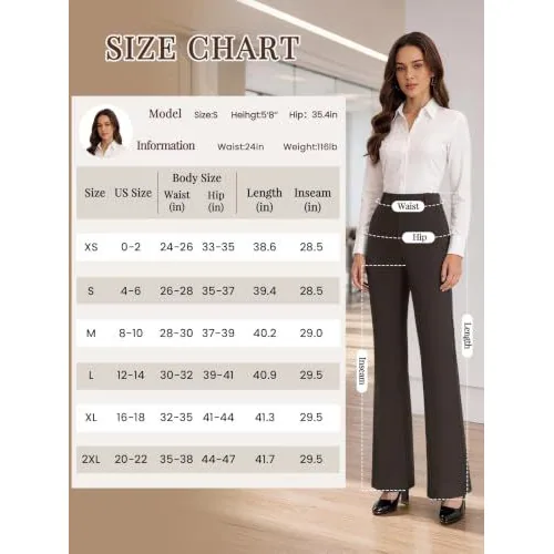 DLOODA High Waist Work Dress Pants with Pockets, Brown, view 4