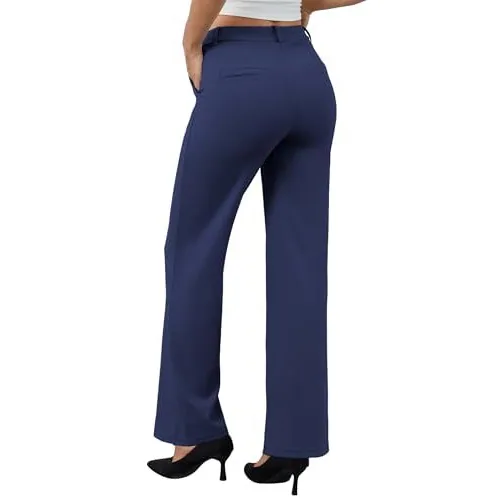 DLOODA High Waist Work Wide Leg Pants, Navy, view 2