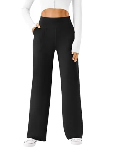 DLOODA High Waist Yoga Sweatpants with Pockets, Black