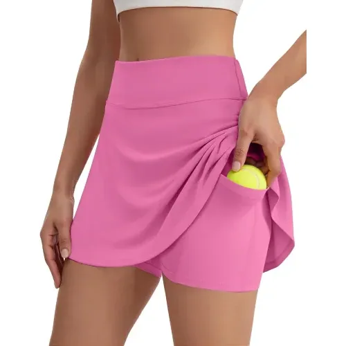 DLOODA High Waist Tennis Skort with Pockets, Pink, view 2