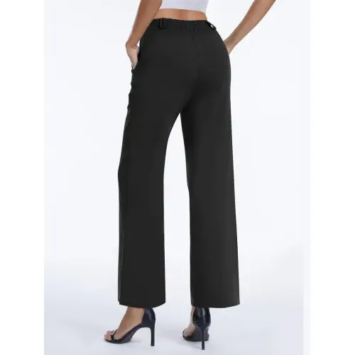 DLOODA High Waist Work Straight Leg Pants, Black, view 3