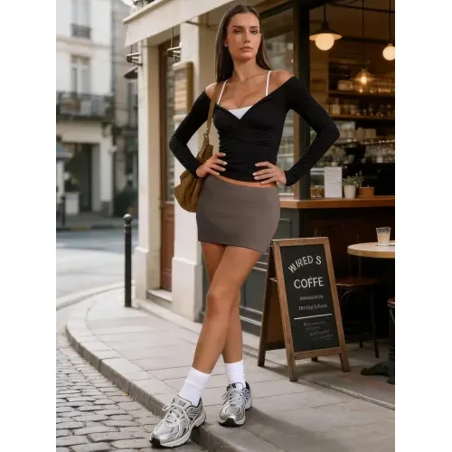 DLOODA Tennis Skirt, Brown, view 3