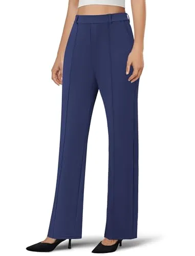 DLOODA High Waist Work Wide Leg Pants, Navy