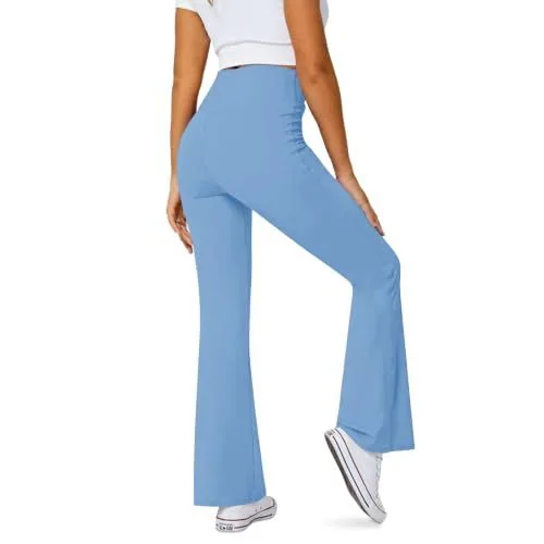 DLOODA High Waist Yoga Flare Leggings Crossover, with Pockets, Blue, view 2