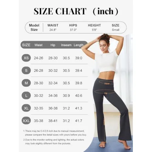 DLOODA High Waist Yoga Flare Leggings with Pockets, Deep Grey, view 5