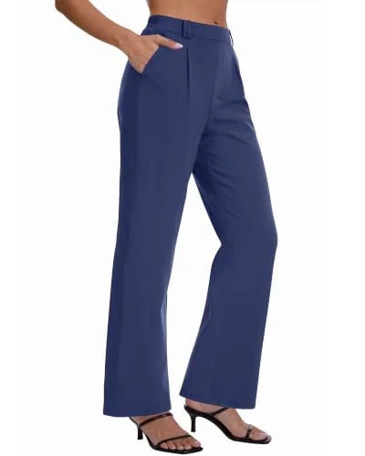 DLOODA High Waist Work Straight Leg Pants, Navy