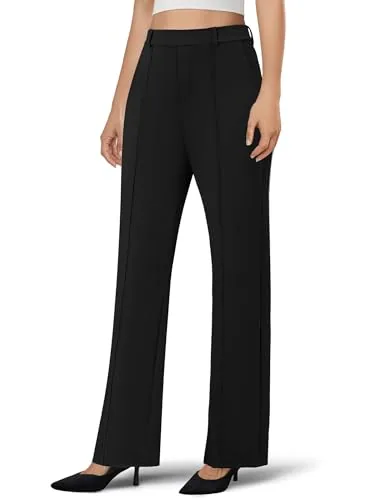 DLOODA High Waist Work Wide Leg Pants, Black