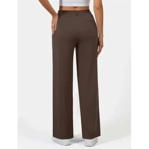 DLOODA High Waist Work Wide Leg Pants, Brown, view 2