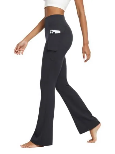 DLOODA High Waist Yoga Flare Leggings with Pockets, Deep Grey
