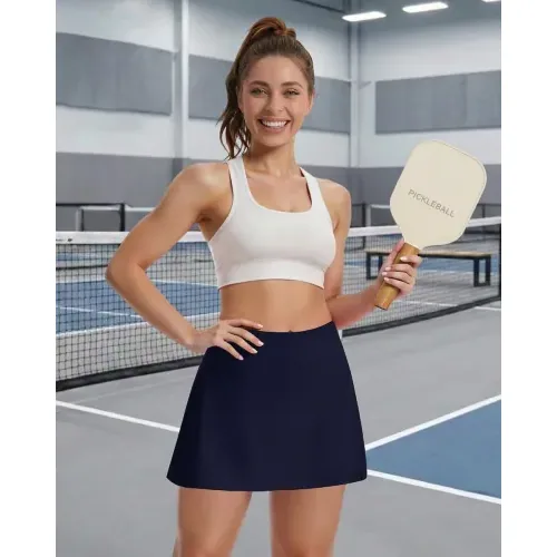 DLOODA High Waist Tennis Skort with Pockets, Navy, view 5