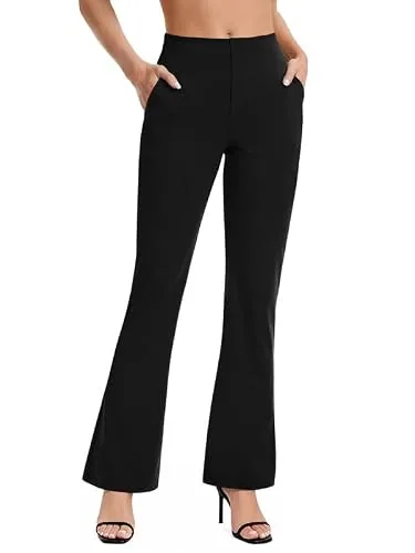 DLOODA High Waist Work Bootcut Pants with Pockets, Black