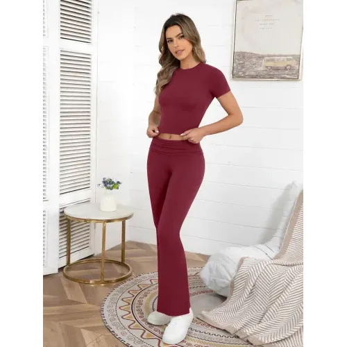 DLOODA Lounge Two Piece Set, Wine Red, view 2