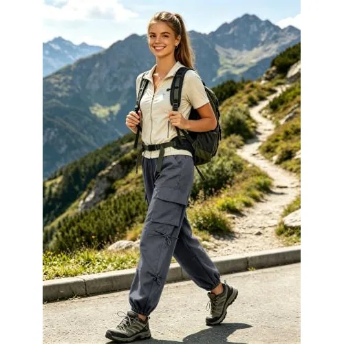 DLOODA Hiking Baggy Cargo Joggers with Pockets, Dark Grey, view 3