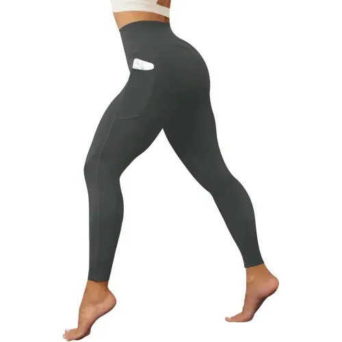 DLOODA High Waist Yoga Leggings with Pockets, Dark Grey, view 2