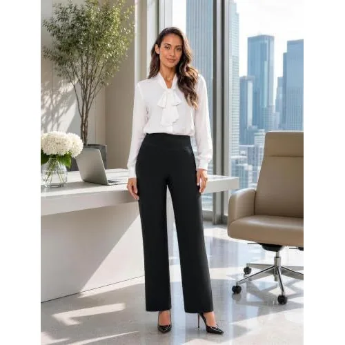 DLOODA High Waist Yoga Wide Leg Pants with Pockets, Black, view 5