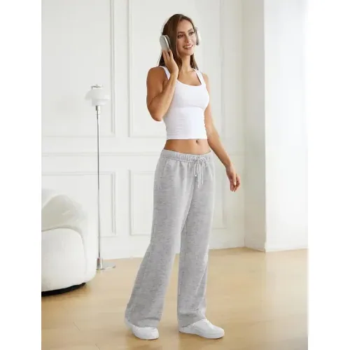 DLOODA Lounge Drawstring Sweatpants, Light Grey, view 3