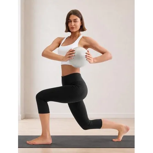 DLOODA High Waist Yoga Capri Leggings with Pockets, Tummy Control, Black, view 4
