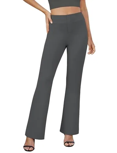 DLOODA High Waist Work Bootcut Pants with Pockets, Dark Grey
