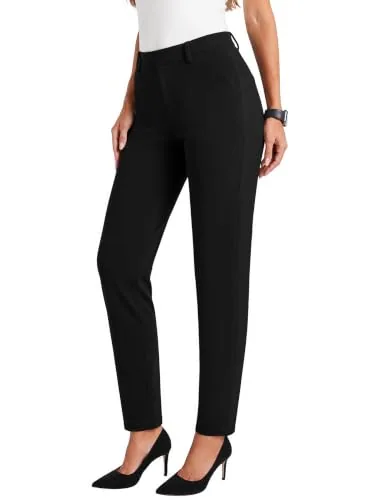 DLOODA High Waist Work Straight Leg Pants, Black