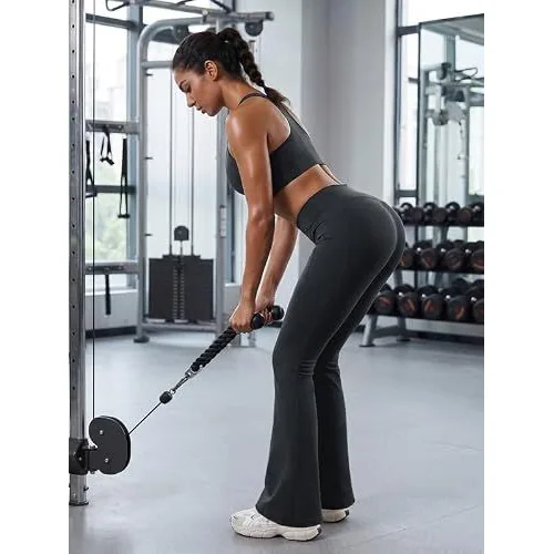 DLOODA High Waist Yoga Flare Leggings Crossover, with Pockets, Dark Grey, view 4
