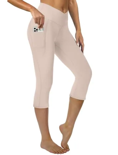 DLOODA High Waist Yoga Capri Leggings, Khaki
