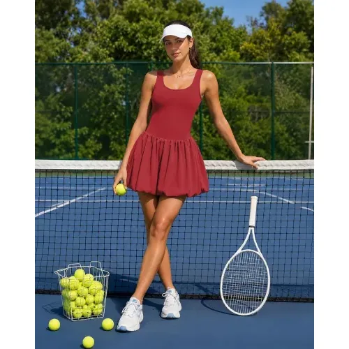 DLOODA Tennis Dress with Pockets, Red, view 3