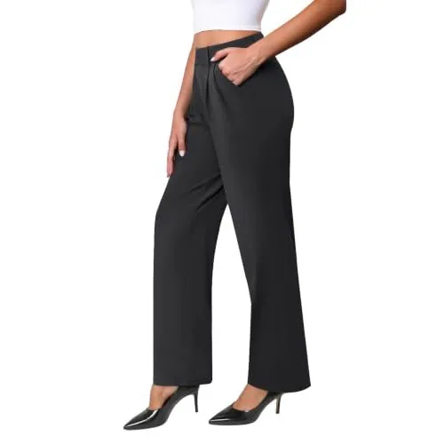 DLOODA High Waist Work Wide Leg Pants, Black, view 3