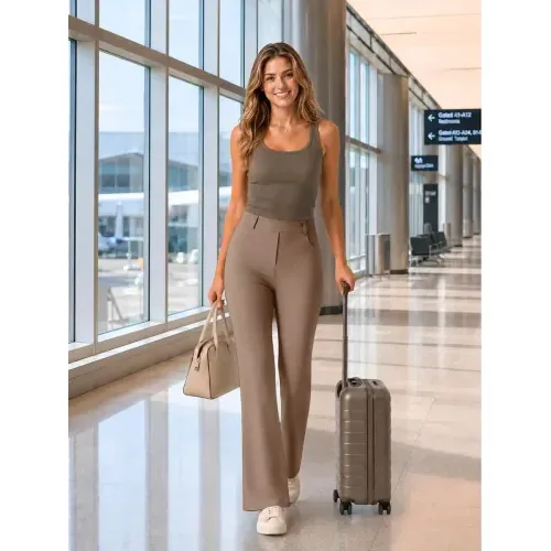 DLOODA Work Flare Pants, Deep Khaki, view 4