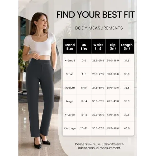 DLOODA High Waist Work Straight Leg Pants, Dark Grey, view 3
