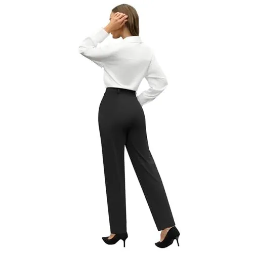 DLOODA High Waist Work Dress Pants, Black, view 2