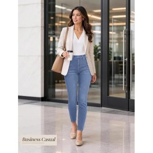 DLOODA High Waist Jeans with Pockets, Light Blue, view 2