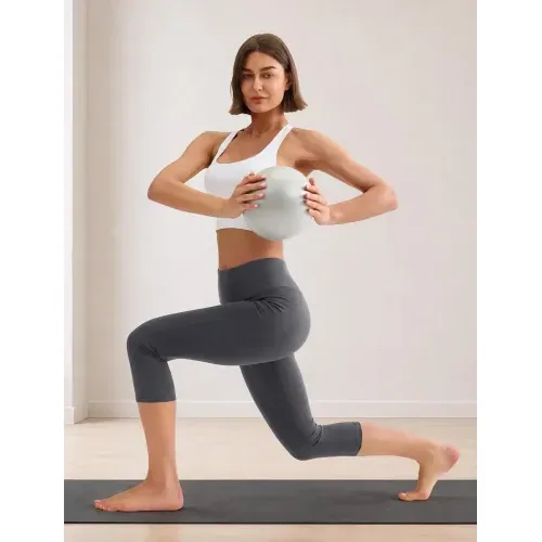 DLOODA High Waist Yoga Capri Leggings with Pockets, Tummy Control, Dark Grey, view 5