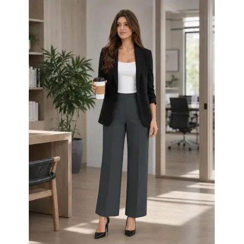 DLOODA Work Wide Leg Pants, Dark Grey, view 3